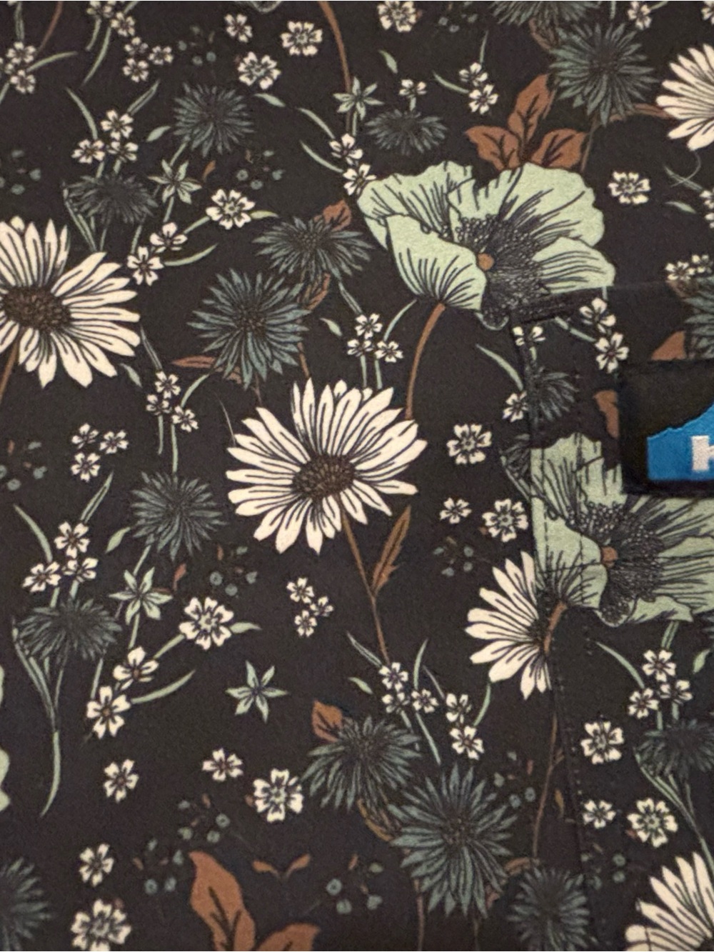 Kavu Black Floral Jumpsuit with White and Green Floral Print - Picture 3 of 5